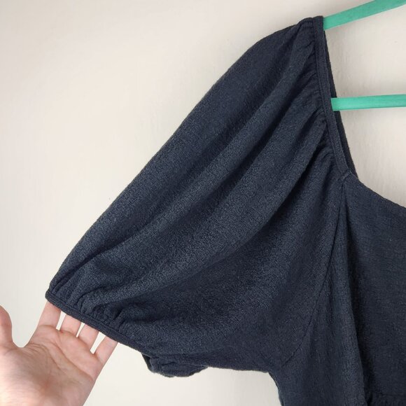 Madewell Black Puff Sleeve Square Neck Peplum Top sz XL - Picture 4 of 8